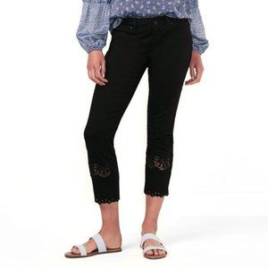 LC Lauren Conrad Women's Crochet Skinny Crop Ankle Jeans in Black - Size 12